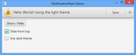 Screenshot of NotificationPane - Light theme from top